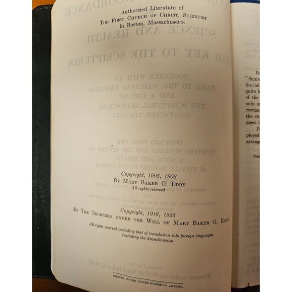 Vintage Concordance To Science & Health With Key To Scriptures Mary Baker Eddy - Picture 2 of 7